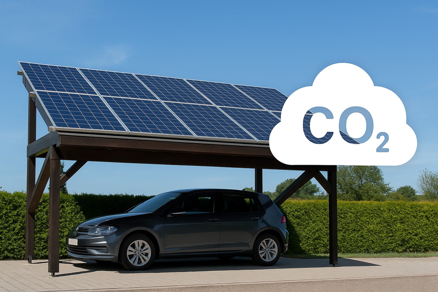 PV-Carport mit Photovoltaik Anlagen zur Reduzierung von CO₂-Emissionen und nachhaltigen Stromerzeugung für E-Mobilität