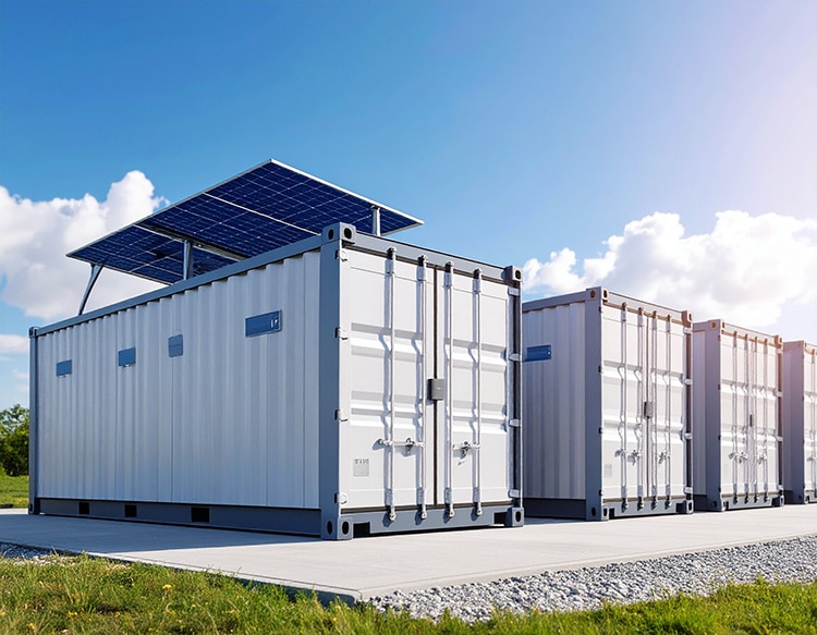 Container-Energiespeicher zur Speicherung von Solarenergie aus Photovoltaik Anlagen und erneuerbaren Energieanlagen